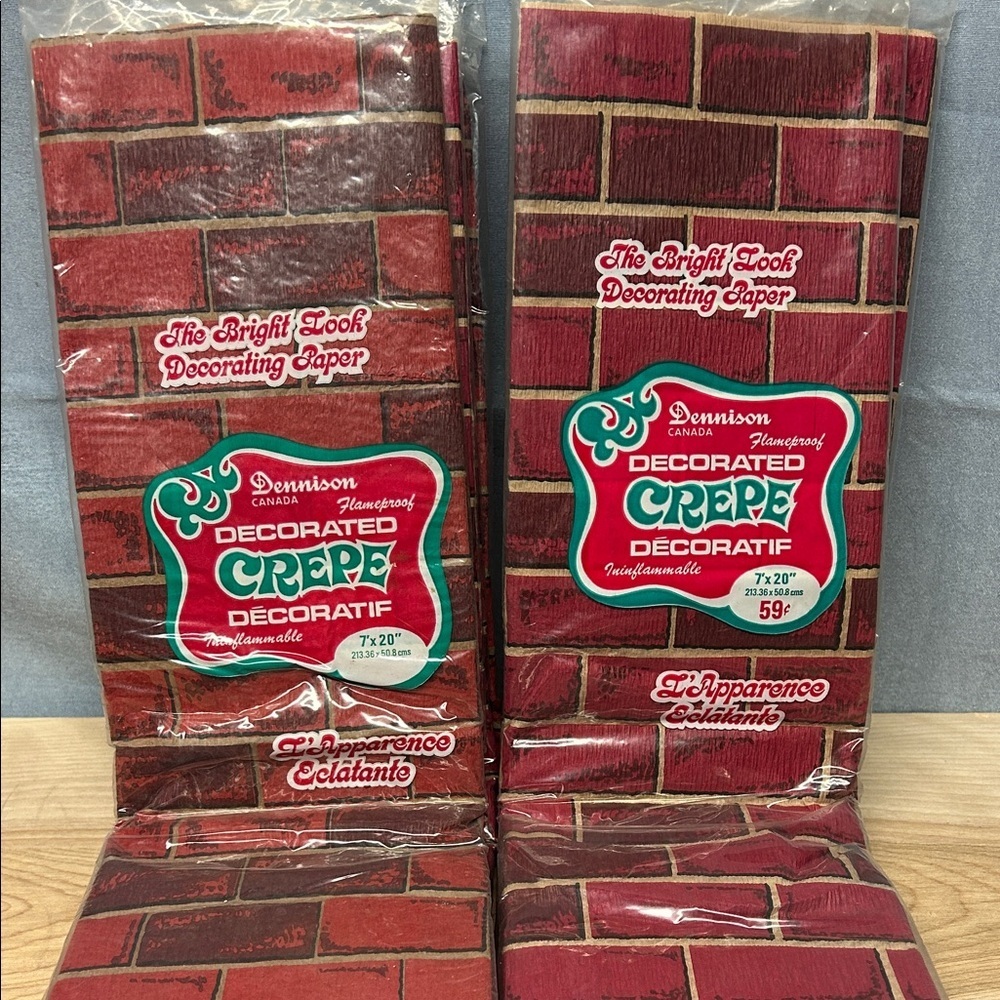 Vintage Dennison Red Brick Crepe Paper 7" X 20 inches